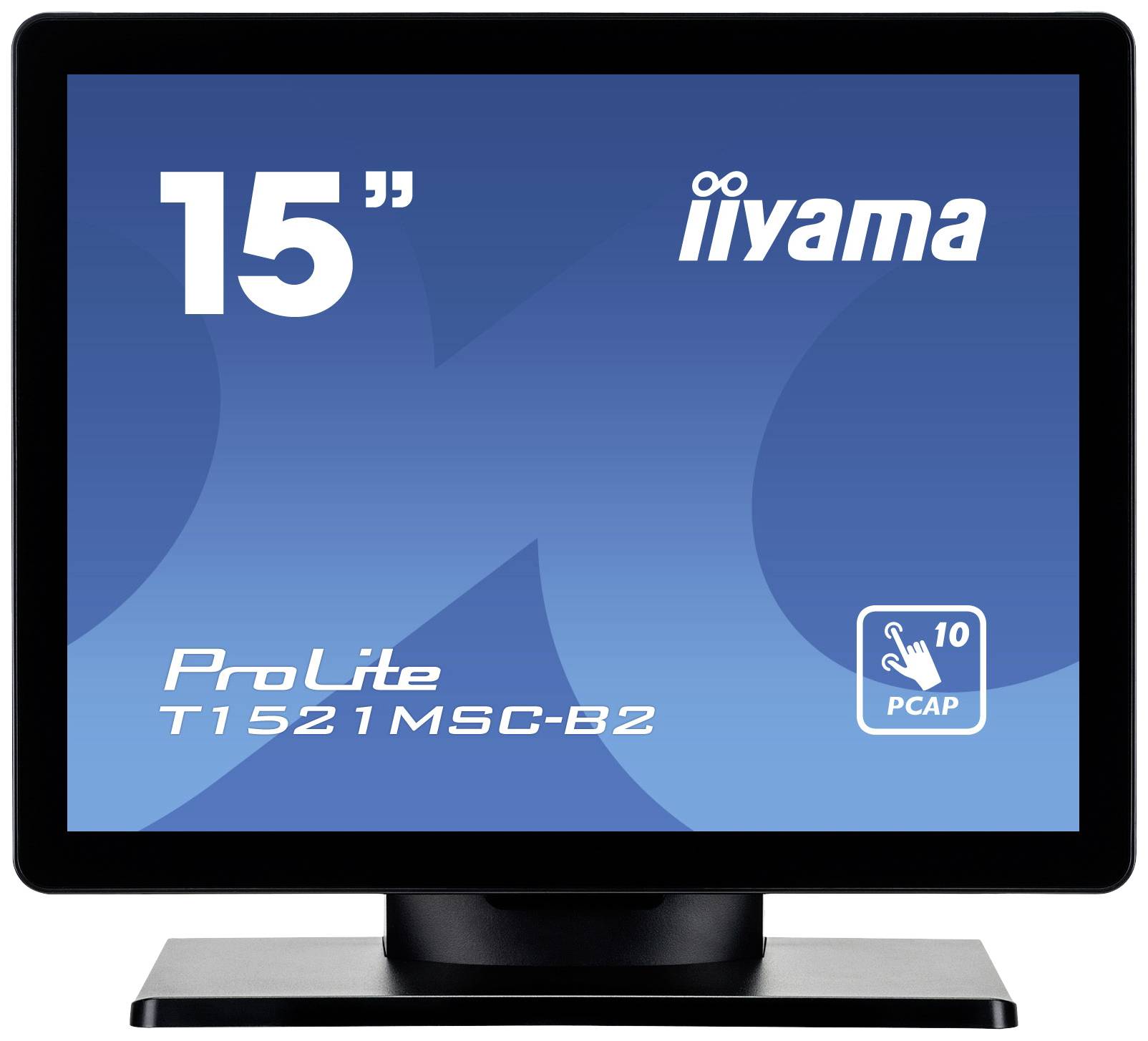Ein 15-Zoll-iiyama-Monitor, Modell ProLite T1521MSC-B2, mit PCAP-Touch-Technologie, geeignet für interaktive Anwendungen.