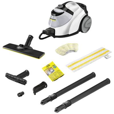 Dampfreiniger-Set mit Hauptgerät, Bodendüse, Bürstenaufsatz, Verlängerungsrohren, Düsen und Zubehör für vielseitige Reinigungsanwendungen.