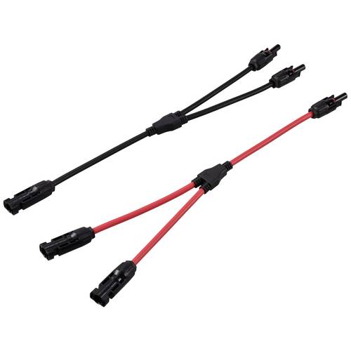 Thumbnail - Je 1x Parallel Solarsteckverbinder Stecker auf 2x Buchse + Buchse auf 2x Stecker TC-12195656 Schwarz, Rot TRU COMPONENTS...