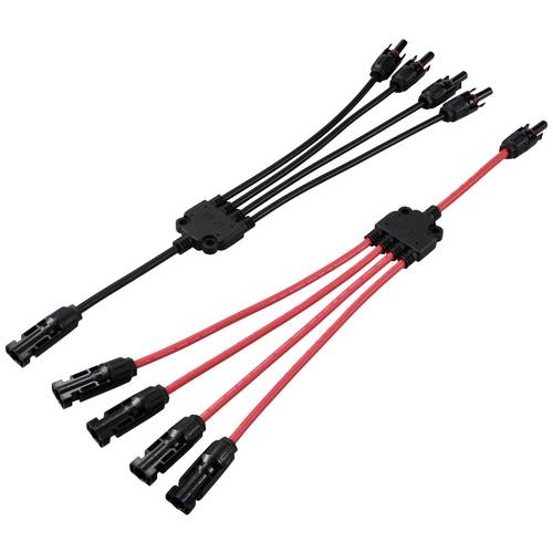 Je 1x Verteiler Y Solarstecker Stecker auf 4x Buchse + Buchse auf 4x Stecker TC-12195724 Schwarz, Rot TRU COMPONENTS Inh...