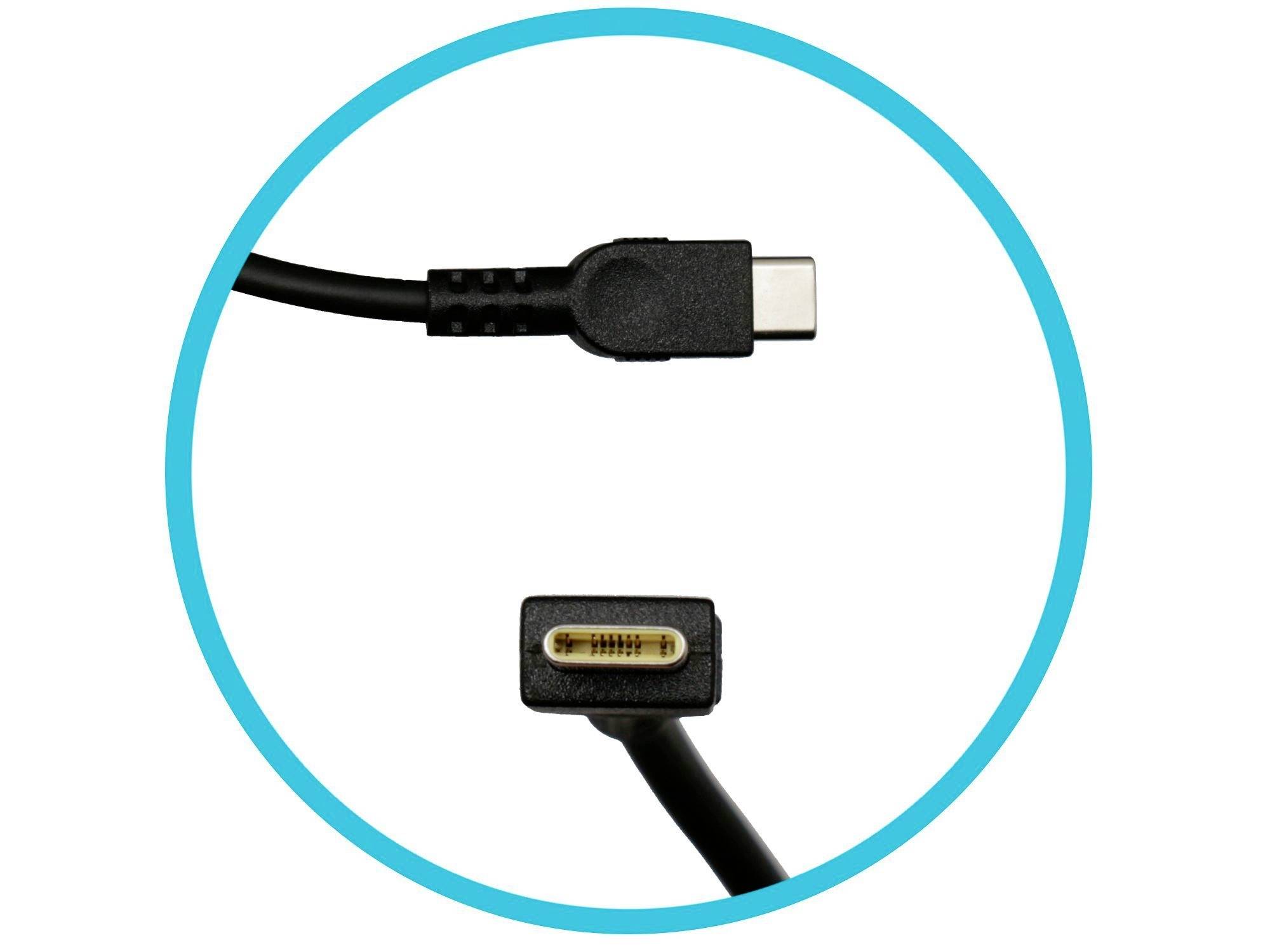 Ein USB-C-Kabel mit Steckern an beiden Enden.