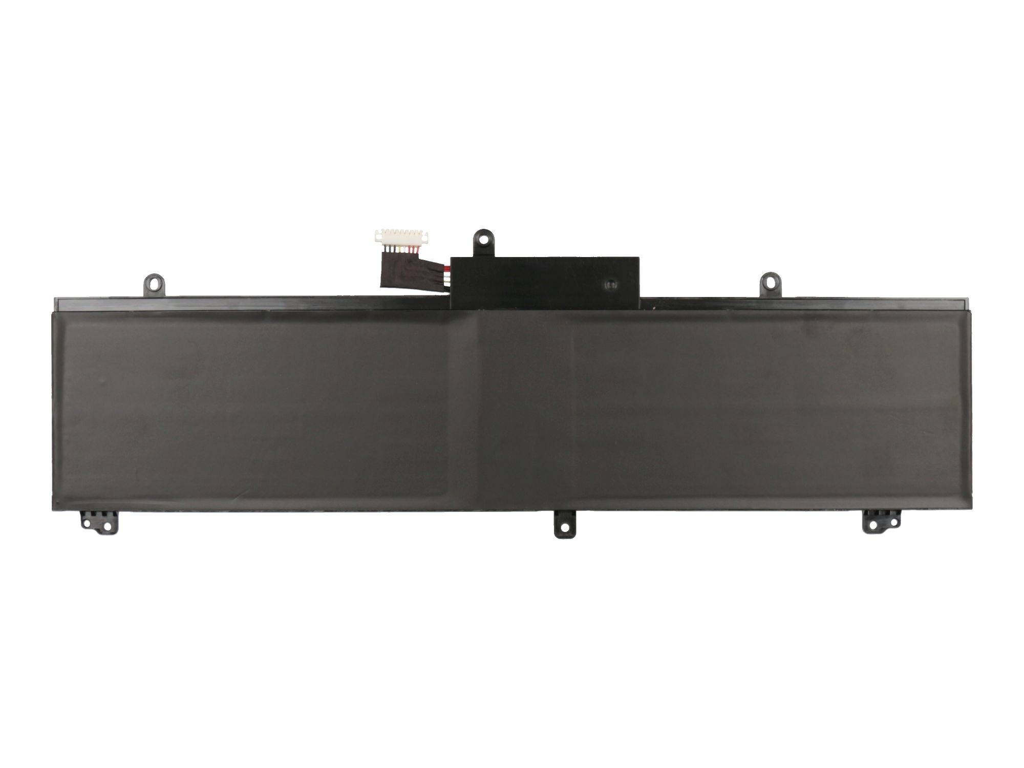 Laptop-Akku, rechteckig, mit Anschlusskabel oben sichtbar.