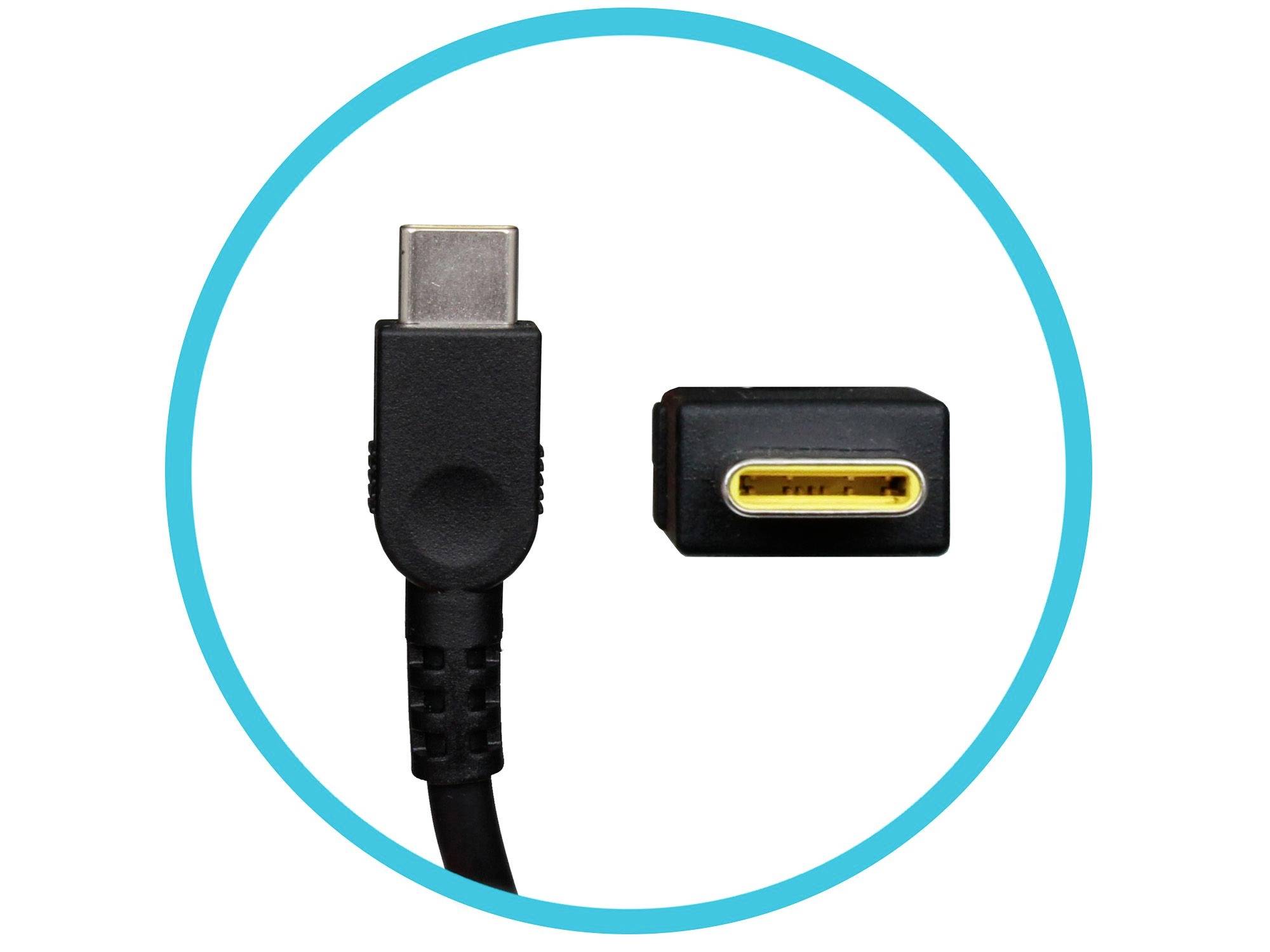 Kabel mit USB-C-Stecker neben einem Anschluss. Der Stecker ist genormt und dient zur Datenübertragung und Stromversorgung.