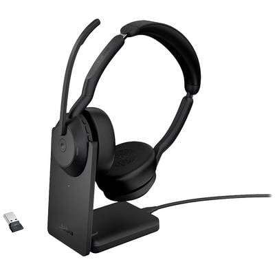 Jabra Evolve2 55 MS Stereo Computer  On Ear Kopfhörer Bluetooth® Stereo Schwarz Mikrofon-Rauschunterdrückung, Noise Canc