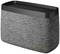 Ein rechteckiger, moderner Luftbefeuchter mit schwarzem Oberteil und grauer Stoffummantelung von Stadler Form.