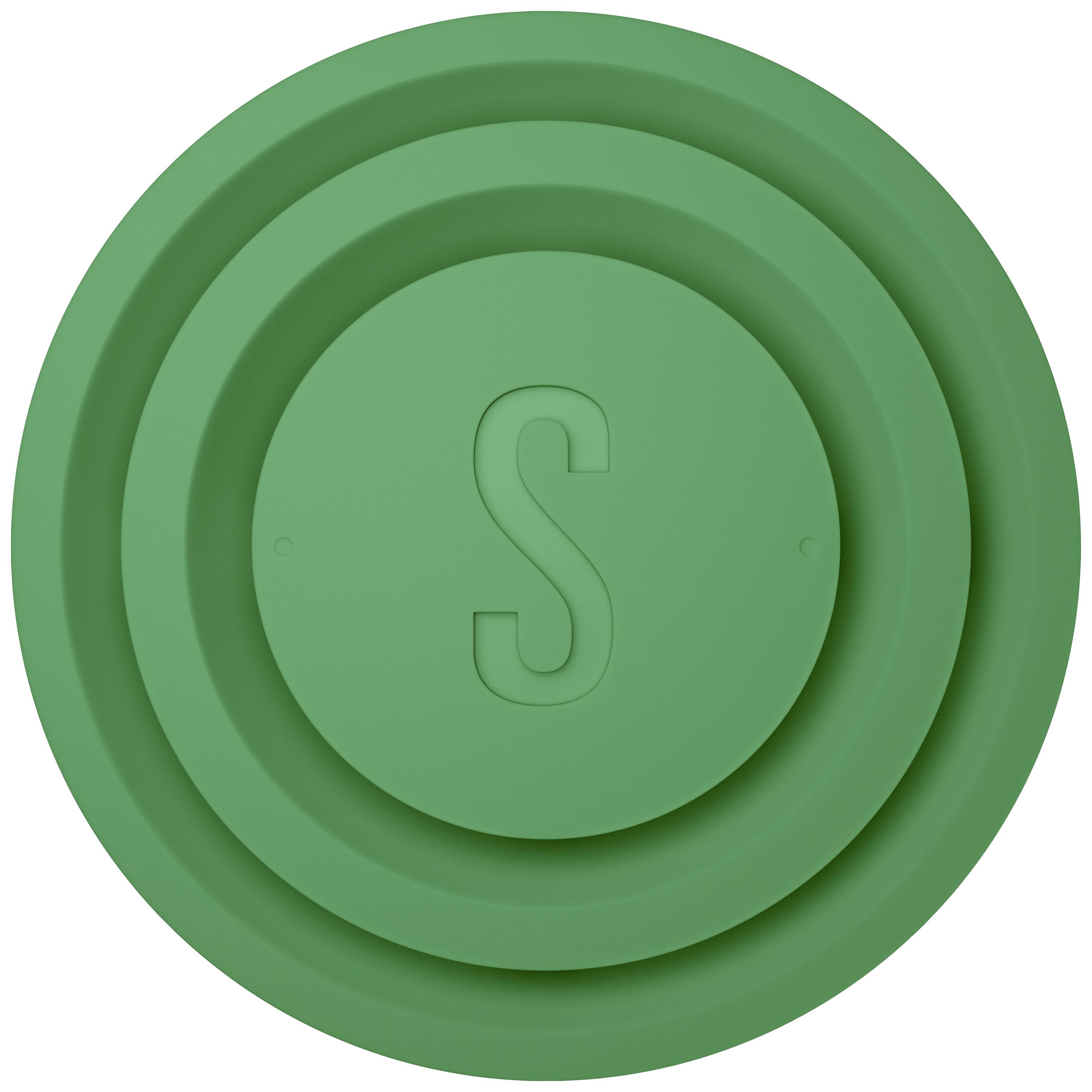 Ein grüner Kreis mit einem eingeprägten 'S' in der Mitte.
