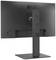 Ein LG-Monitor von hinten, mit einem schlanken, schwarzen Standfuß. Das Design ist modern und minimalistisch.