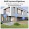 'POE Ssystem Eigenbau' zeigt ein modernes Haus mit hervorgehobenen Sicherheitskameras, die über ein eigenes POE-System verbunden sind.