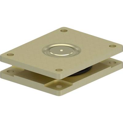 Metallische Quadratische Feder mit vier Befestigungslöchern, bestehend aus zwei Platten und einem Element in der Mitte für Schwingungsdämpfung.