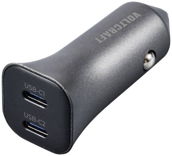 VOLTCRAFT CPS-40W/ 2 VC-RA401 USB Ladegerät 40 W 2x USB-C® USB PD 3.0 Silber-Schwarz KFZ