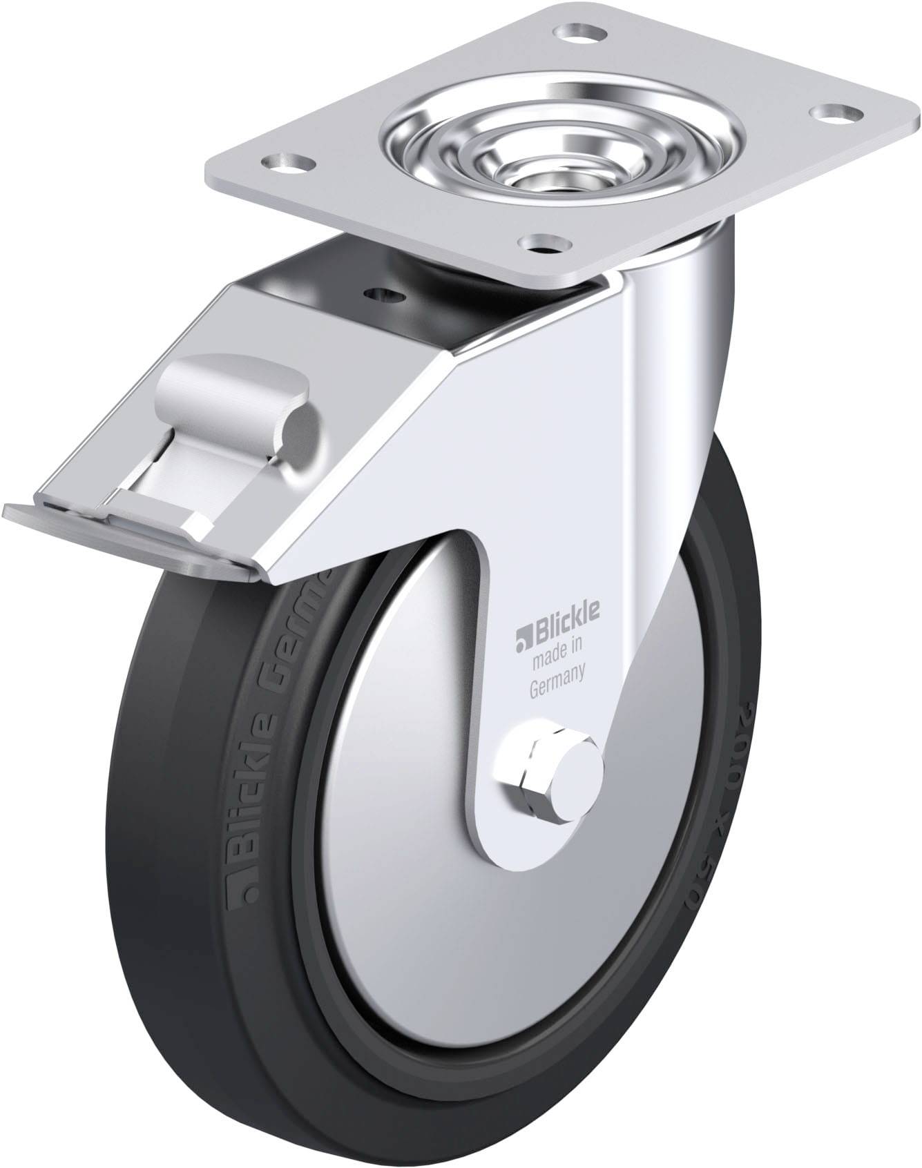 Blickle 749654 LE-POEV 200R-FI-FA Stahlblech-Lenkrolle Rad-Durchmesser: 200 mm Tragfähigkeit (max.): 300 kg 1 St.