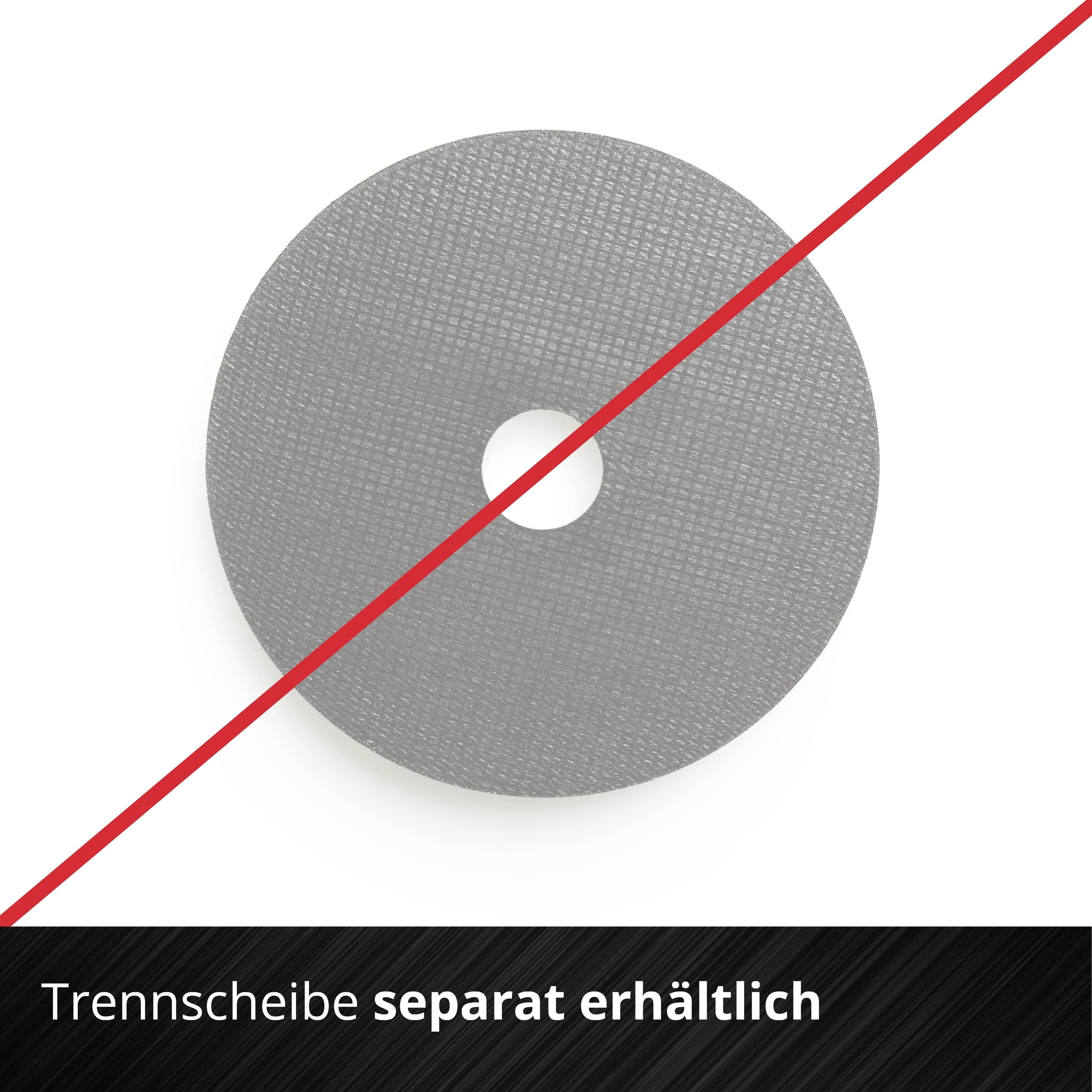 Trennscheibe in der Mitte, diagonal durchgestrichen in Rot, mit Text 'Trennscheibe separat erhältlich'.