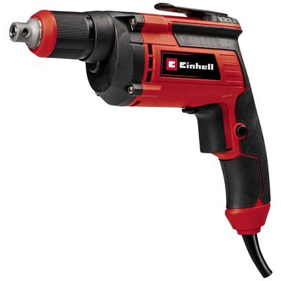 Rotes und schwarzes elektrisches Werkzeug von Einhell, Handgriff und Bohrkopf sichtbar, für Bau- oder Heimwerkerarbeiten geeignet.