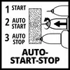 'Auto-Start-Stop' Funktion: Drei Werkzeuge, die sich automatisch ein- oder ausschalten, wenn sie Kontakt zum Material haben.