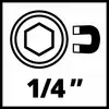 '1/4 Zoll' und Symbol eines Schraubenkopfs mit einem Magneten, was darauf hindeutet, dass der Bit magnetisch ist.