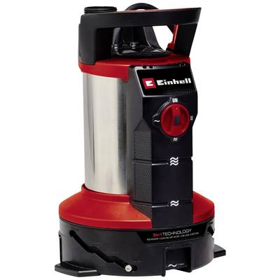 'Einhell'-Wasserpumpe in Rot und Schwarz, mit Schalter und Tragegriff, geeignet zum Entwässern oder Pumpen von Flüssigkeiten.