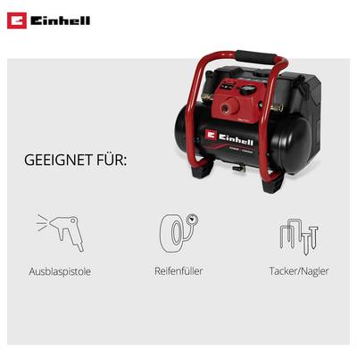 Einhell Kompressor, geeignet für Ausblaspistole, Reifenfüller und Tacker/Nagler.