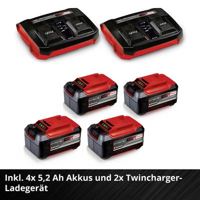 'Vier 5,2 Ah Akkus und zwei Twincharger-Ladegeräte.'