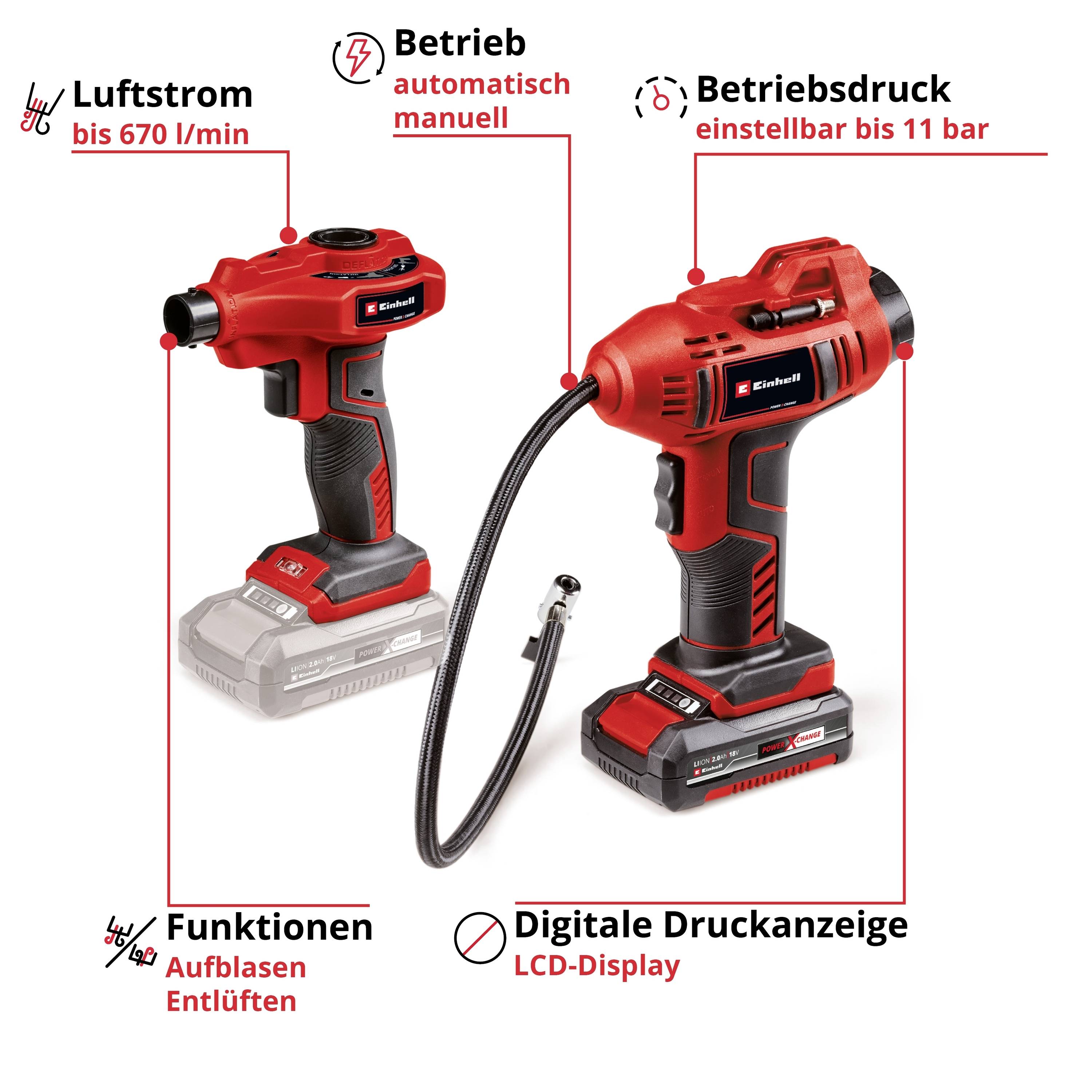 Einhell 2070111 Akku-Kompressor CE-AP 18+CE-CC 18+2,0 Ah Inkl. 1 Akku-3