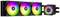 RGB-beleuchteter CPU-Wasserkühler mit drei Lüftern und einem Pumpenblock; designed für leistungsstarke Kühlung in Gaming-PCs.