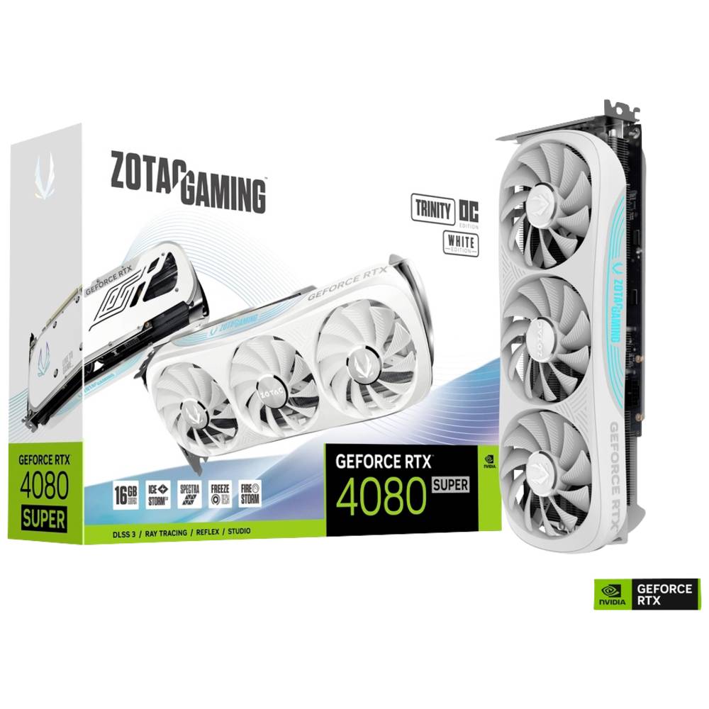 Zotac Nvidia GeForce RTX 4080 Super Videokaart GAMING Trinity OC White Edition 16 GB GDDR6X-RAM PCIe x16 DisplayPort, HDMI NVIDIA G-Sync