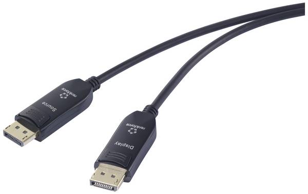 Renkforce Glasfaser / DisplayPort Anschlusskabel DisplayPort Stecker, DisplayPort Stecker 20.00 m Schwarz RF-6117770 8K UHD DisplayPort-Kabel
