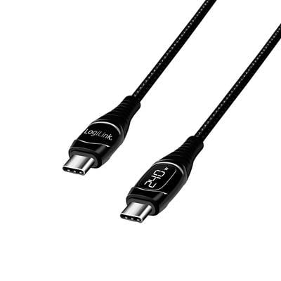 LogiLink USB-C® Kabel USB 2.0 USB-A Stecker 2 m Schwarz beidseitig verwendbarer Stecker CU0185