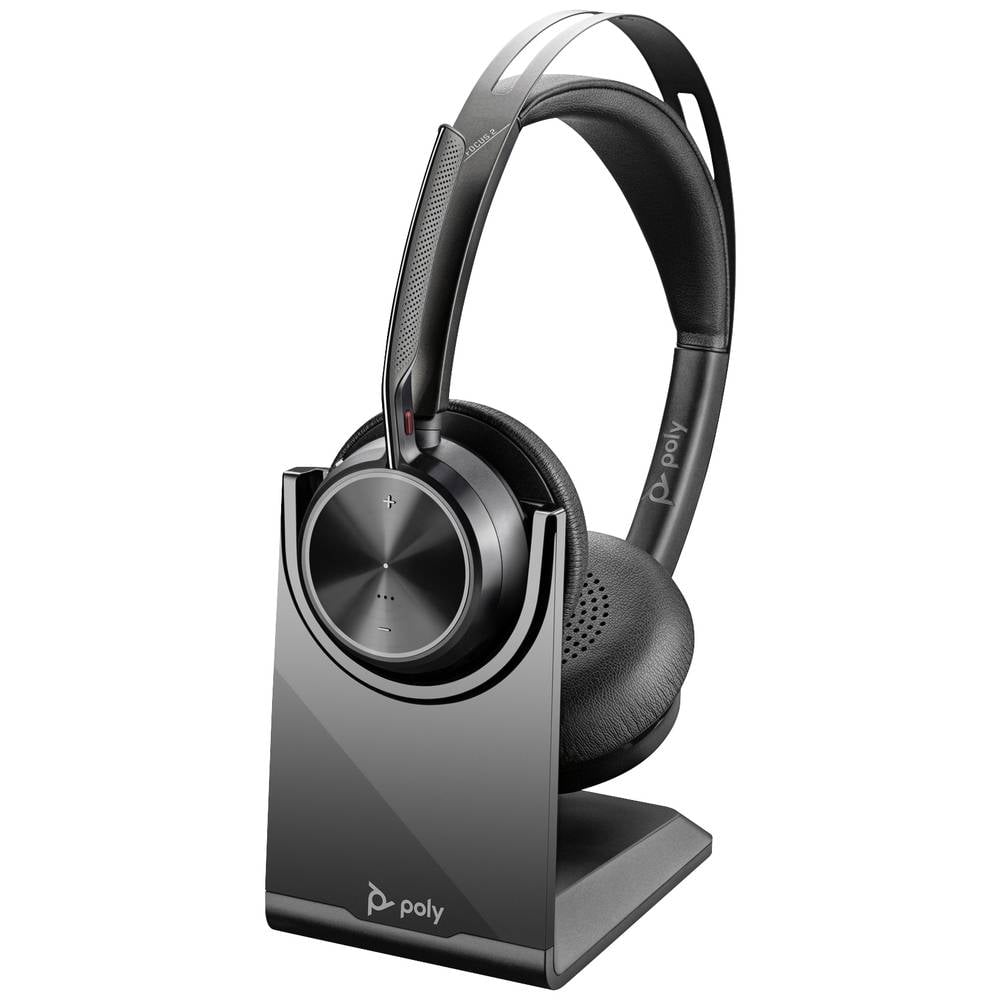 HP Poly Voyager Focus 2 UC On Ear headset Bluetooth, Kabel Stereo Zwart Headset, Incl. oplaad- en dockingstation