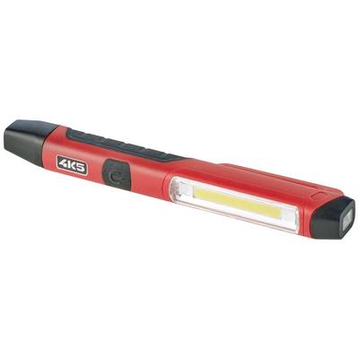 Rote LED-Stiftlampe mit schwarzem Kopf und Griff. An der Seite befindet sich ein Einschaltknopf und das Logo '4K5'.