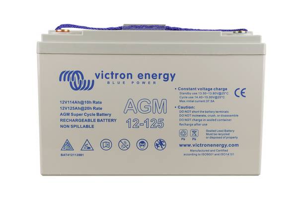 Victron Energy AGM Super Cycle 12V 125Ah BAT412112081 Bleiakku 12 V 125 Ah Blei-Gel (B x H x T) 330 x 214 x 171 mm M6-Schraubanschluss Wartungsfrei