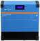 Ein blauer Inverter RS Smart von Victron Energy, Modell 48V 6000VA, mit kleinem Display und mehreren Anschlüssen unten.