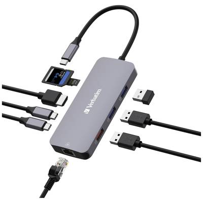 Verbatim 32152 USB-Hub 9 Port HDMI®, microSD, RJ45, SD, USB-A (USB 3.2 Gen 1), USB-A (USB 3.2 Gen 1), USB-A (USB 3.2 Gen-5