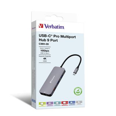 Verbatim 32152 USB-Hub 9 Port HDMI®, microSD, RJ45, SD, USB-A (USB 3.2 Gen 1), USB-A (USB 3.2 Gen 1), USB-A (USB 3.2 Gen-8
