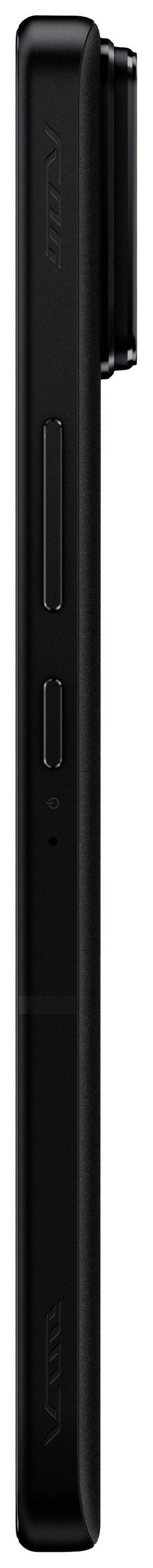 Schwarzes Smartphone im Profilansicht; rechts zwei Tasten sichtbar; Kamera deutlich hervorstehend auf der Rückseite.