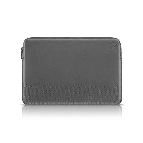 Eine graue Laptop-Hülle von Dell mit Reißverschluss, schlichtes Design, geeignet für den Schutz eines Laptops.