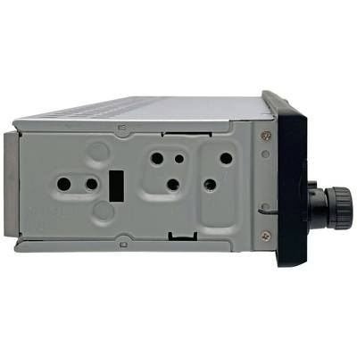 Seitenansicht eines elektronischen Geräts mit mehreren Befestigungspunkten und Einstellknopf rechts. Geeignet für den Einbau.