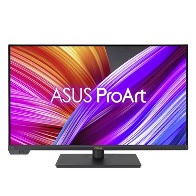 Ein ASUS ProArt Monitor mit leuchtendem, farbigem Hintergrund auf dem Bildschirm.
