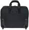 Eine schwarze, rollbare Aktentasche mit zwei Rädern und Tragegriffen, geeignet für den Transport von Laptops und Dokumenten.