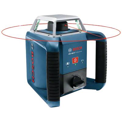 Ein blauer Bosch-Lasernivellier mit rotem Laserstrahl, Modell GRL 400 H Professional, mit Griffen zur einfachen Handhabung.