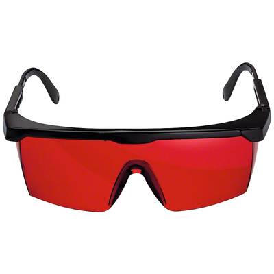 Eine Sonnenbrille mit schwarzen Rahmen und rot getönten Gläsern, die ein modernes und sportliches Design aufweist.