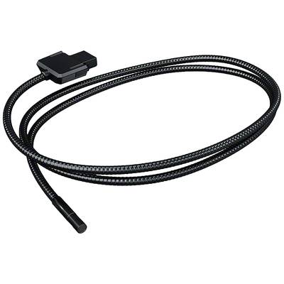 Ein schwarzes, flexibles Endoskop-Kabel mit Kamera an einem Ende, verwendet zur Untersuchung von schwer erreichbaren Stellen.