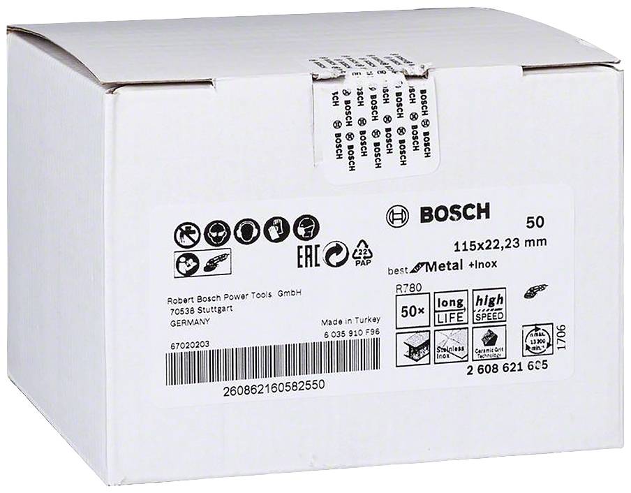 BOSCH Fiberschleifscheibe 2608621605 R780 Best f.Metal/INOX 115x22,23mm 50