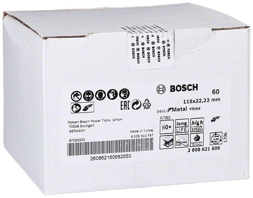 BOSCH Fiberschleifscheibe 2608621606 R780 Best f.Metal/INOX 115x22,23mm 60
