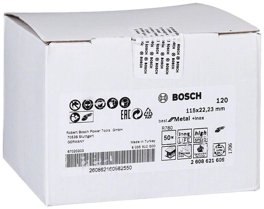 BOSCH Fiberschleifscheibe 2608621609 R780 Best f.Metal/INOX 115x22,23mm 120