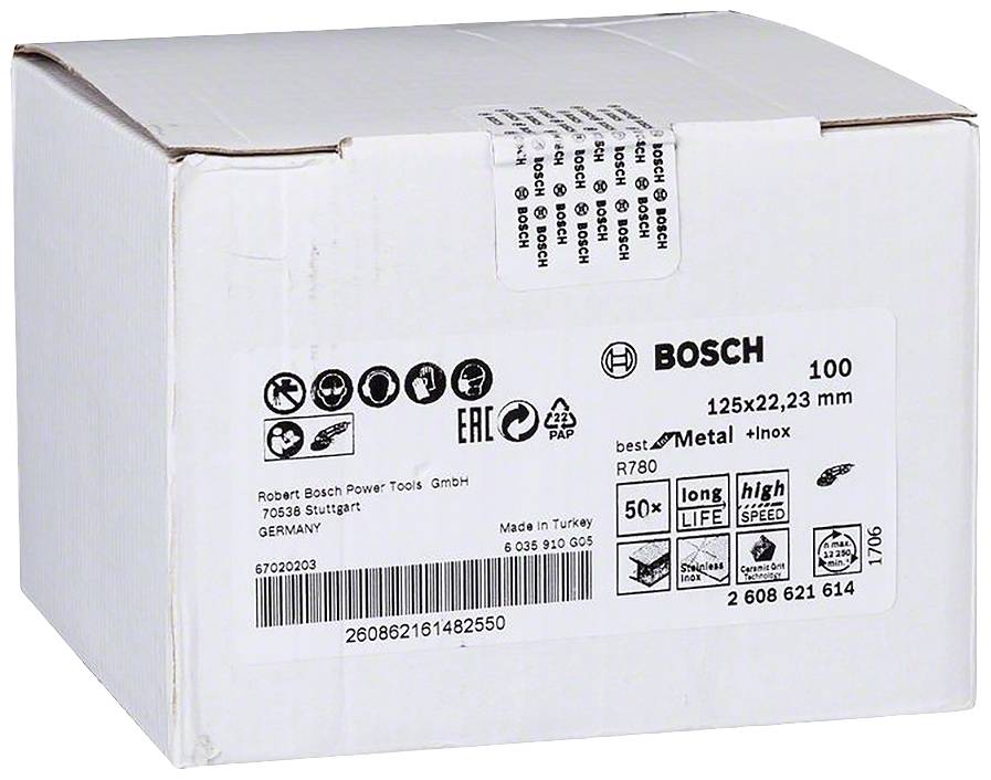 BOSCH Fiberschleifscheibe 2608621614 R780 Best f.Metal/INOX 125x22,23mm 100