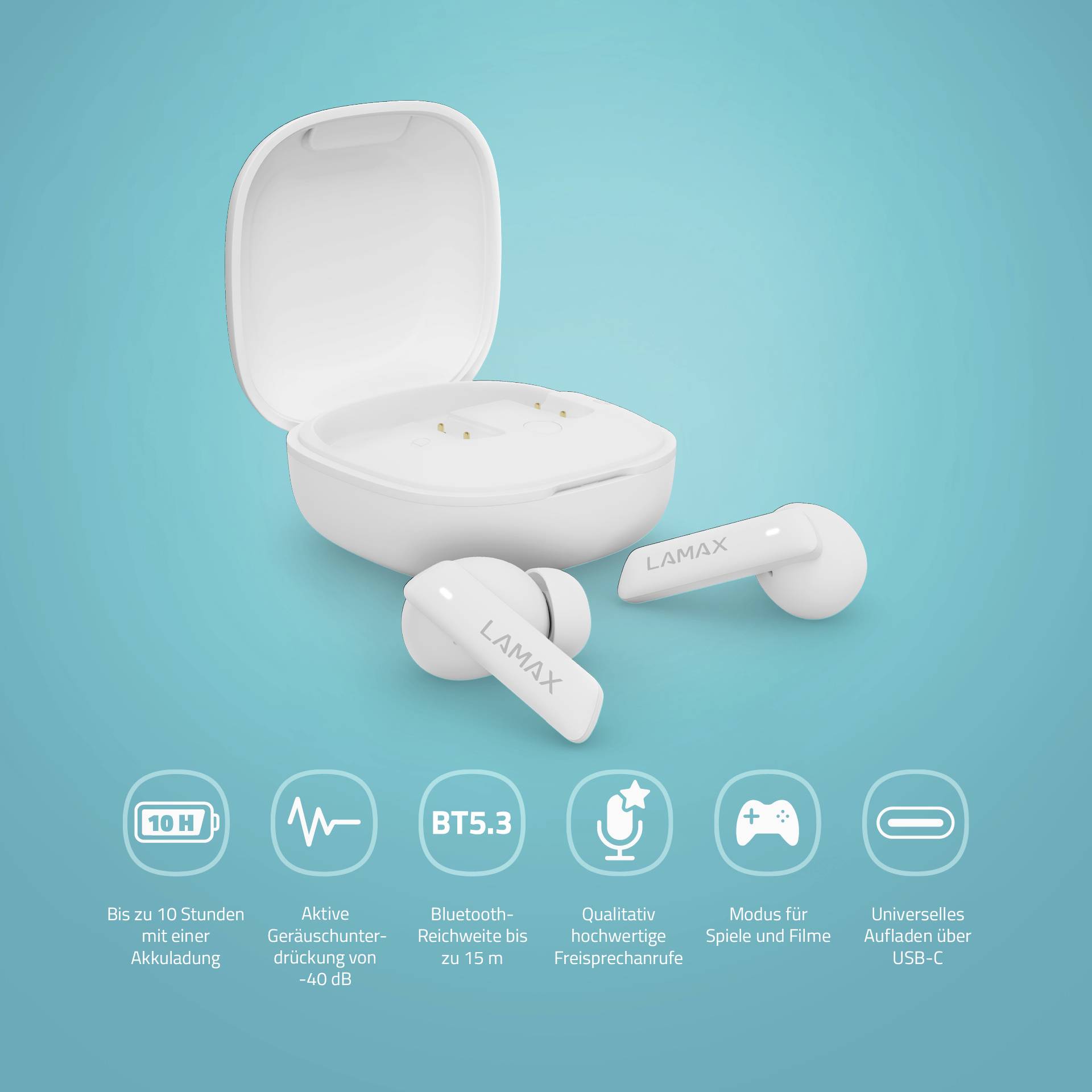 In-Ear Clips1 white BT 5.3 rechargeable battery 35 hours-12