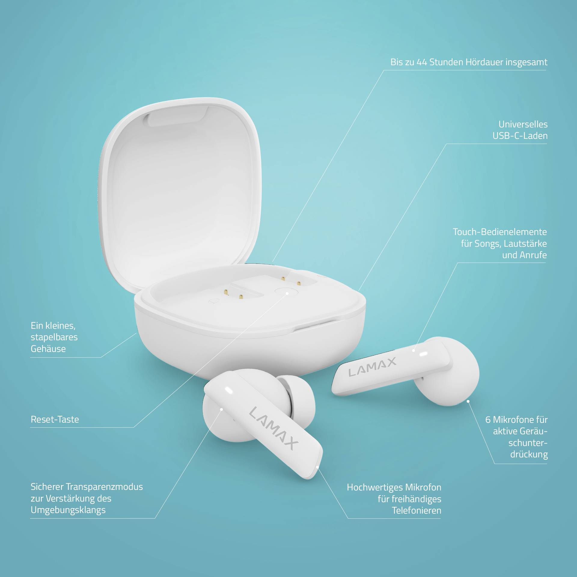 In-Ear Clips1 white BT 5.3 rechargeable battery 35 hours-13