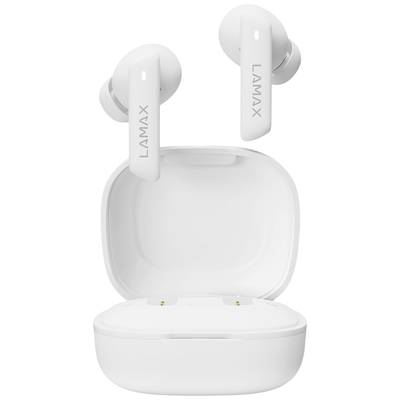 Lamax Clips1   In Ear Headset Bluetooth® Stereo Weiß  Batterieladeanzeige, Headset, Ladecase, Lautstärkeregelung, Mono, 