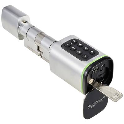 Elektronisches Türschloss mit Tastatur und USB-Anschluss, geeignet für Schlüssel oder Code-Eingabe.