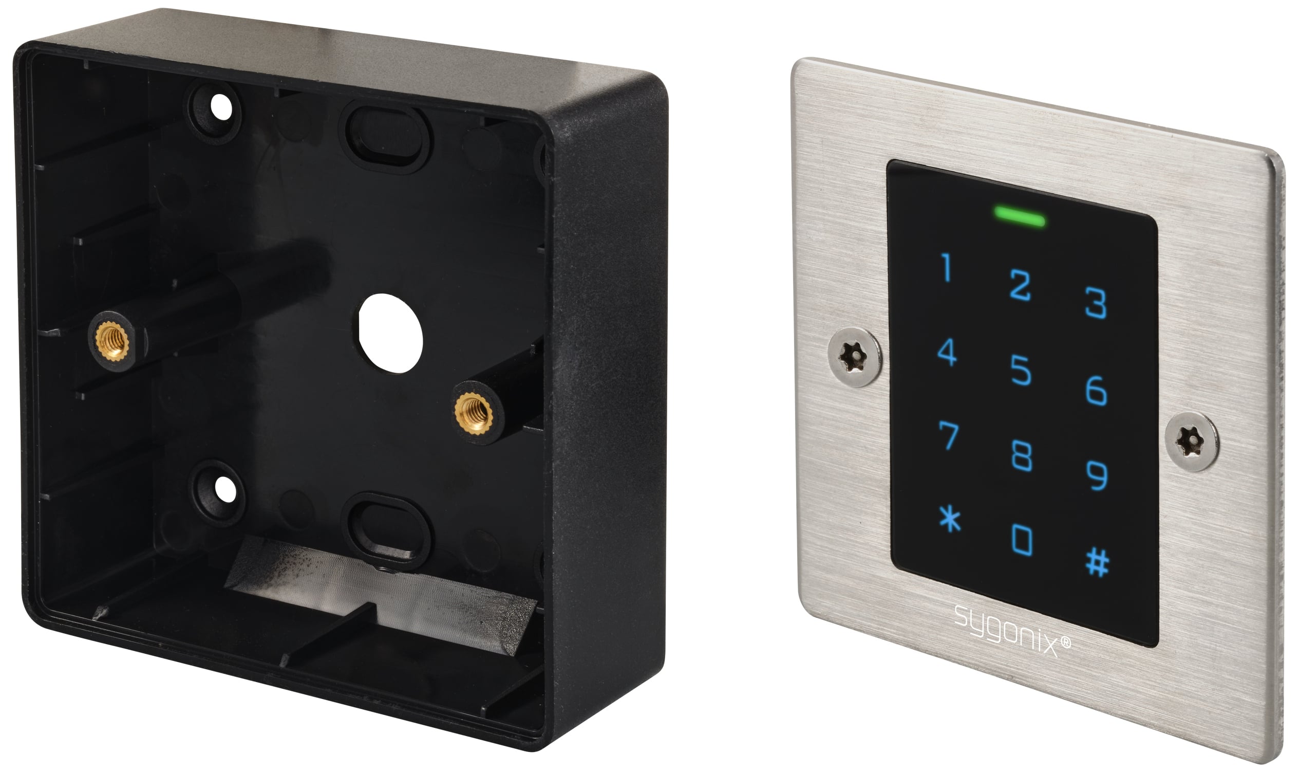 Sygonix SY-6121664 Code-Tastatur mit RFID Unterputz, Aufputz 12 V/DC, 18 V/DC IP66 mit beleuchteter Tastatur, mit Touchs